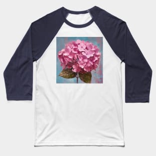 Simple Pink Folk Art Hydrangea Flower Baseball T-Shirt